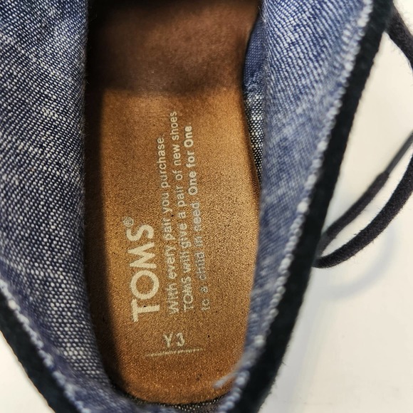 Toms Youth Desert Wedge Ankle Bootie Girls Size 3 Black Suede Lace Up Round Toe - Picture 6 of 9